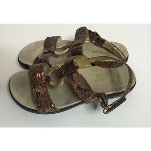 Alegria Sandals JUL-742 Brown Bronze Snake Leather Julie Riches Sz 38 (US 8-8.5)